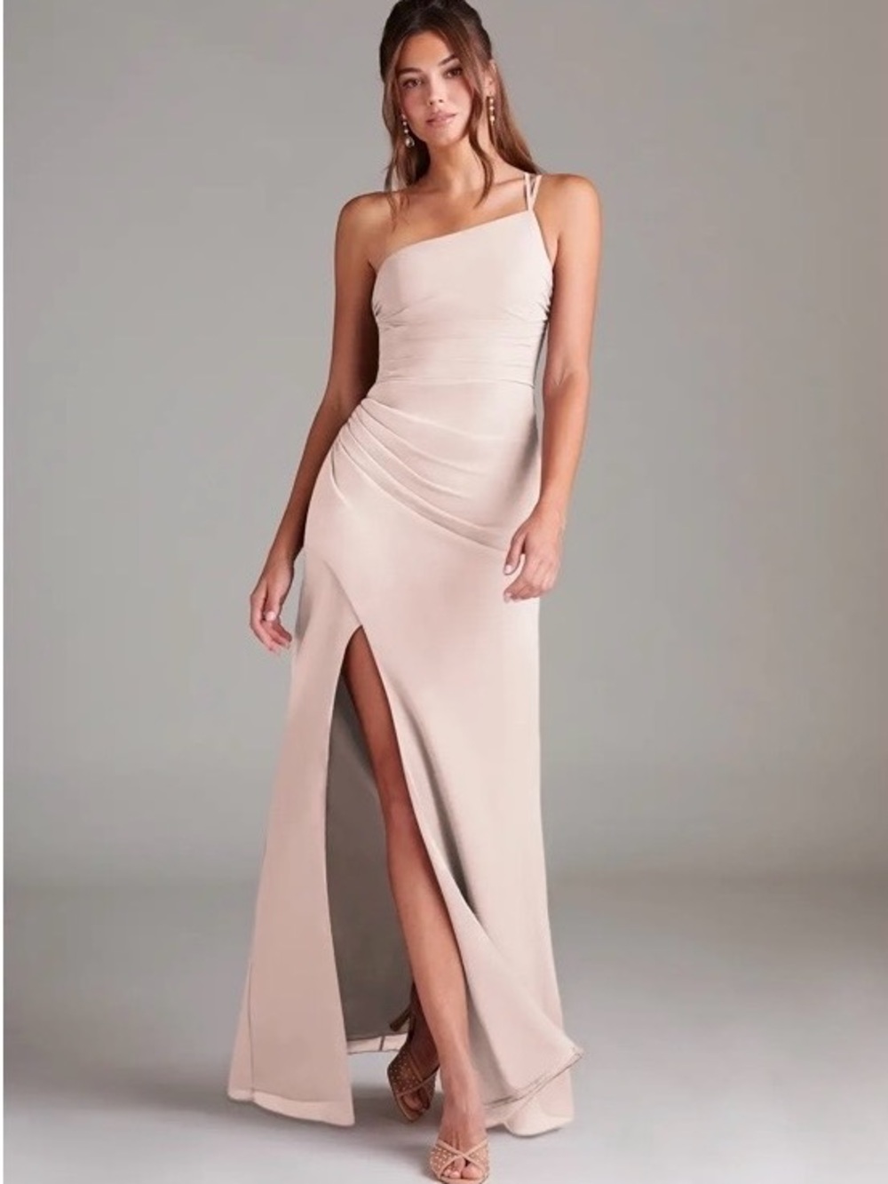 NWT Azazie One-Shoulder Blush Pink Evening Gown